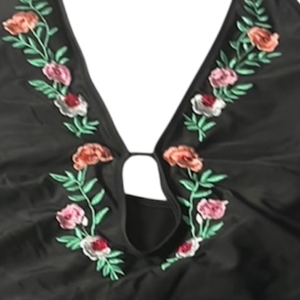 Kate Spade Black Embroidered Floral One-Piece Swimsuit - Picture 5 of 5
